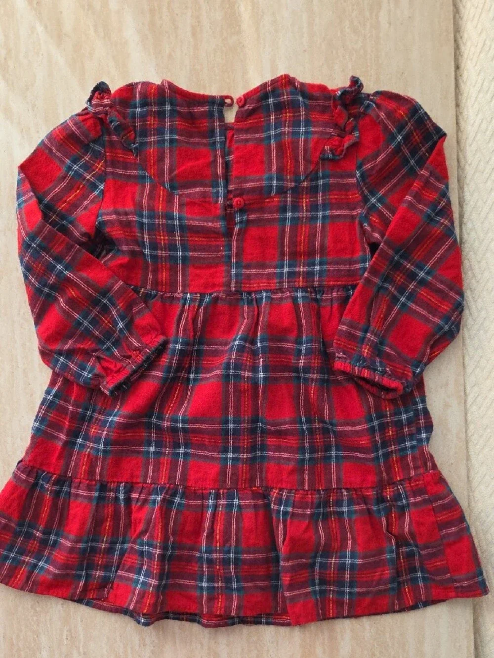Primark Red and Navy Plaid Ruffle Hem Dress
